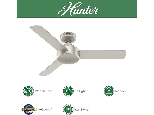 Hunter Fan 44 Inch Casual Matte Nickel Finish