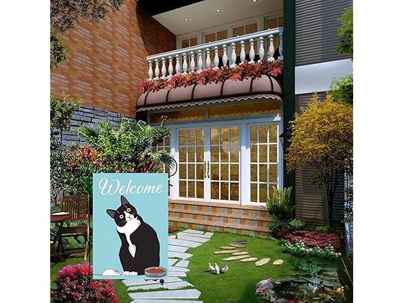 Black Cat Garden Flag 12x18 Welcome