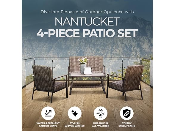 Four Seasons Courtyard Nantucket 4 Piece Patio Furniture Set