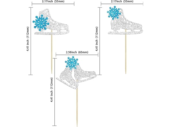 Gyufise 24Pcs Ice Skating Cupcake Topper