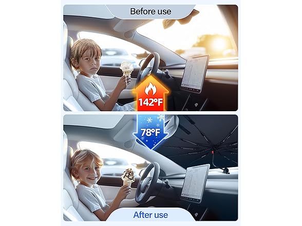 [2025 Upgrade] Windshield Sun Shade Umbrella