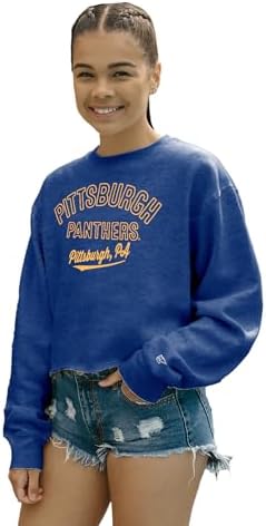 Blue 84 Women's Standard NCAA Officially Licensed Crop Crewneck Sweatshirt Campus Team Color, Medium