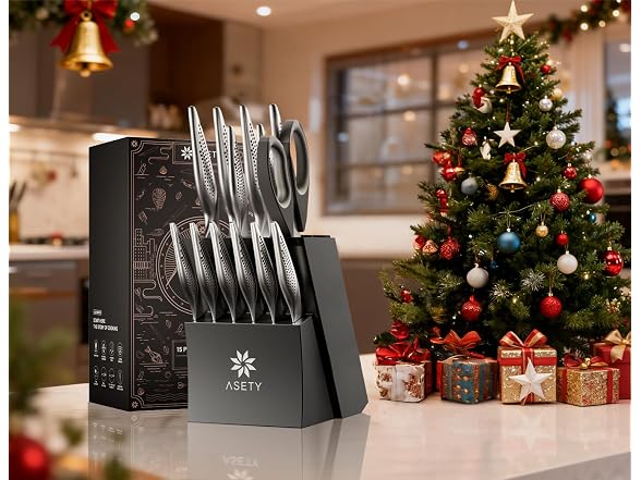 ASETY 15 PCS Stainless Steel Knife Set