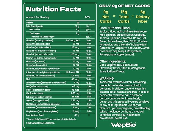 WepBio Greens Daily Gummies 160 Count
