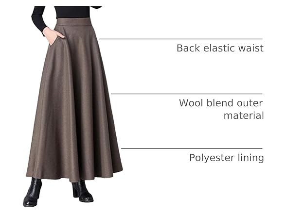 Femiserah Women (M) Long Maxi Woolen Line Skirt