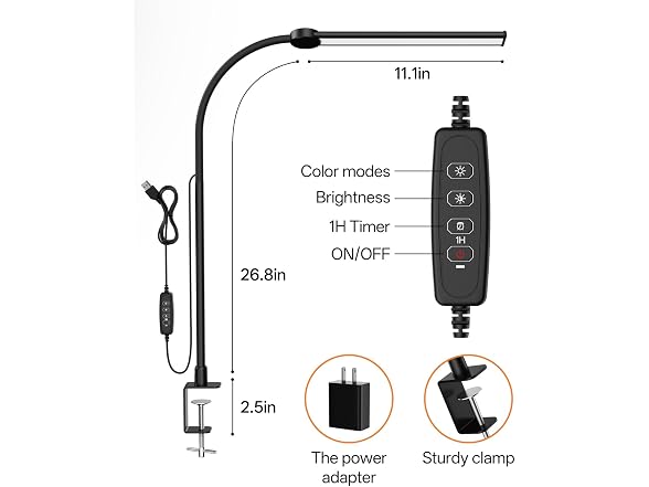 LED Desk Lamp with Clamp for Home Office