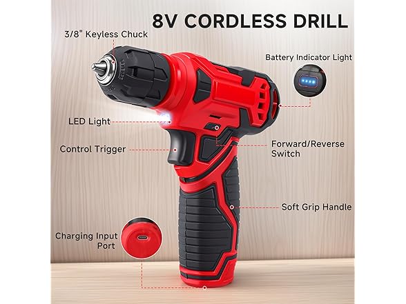 Prekull Tool Set with 8V Cordless Drill