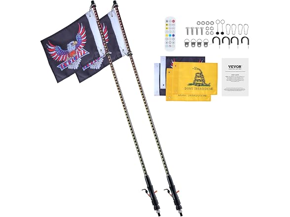 2 PCS 4 FT Whip Light, APP & RF Remote Control
