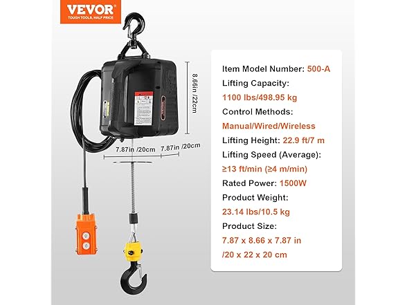 VEVOR 3-in-1 Electric Hoist Winch
