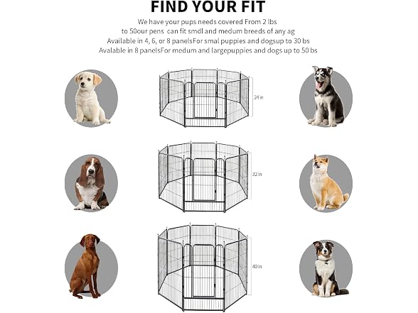 Dog Playpen (8 Panels, 32 Inch) Height in Heavy Duty