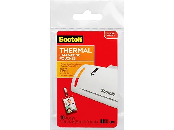 Scotch Thermal Laminating Pouches ID Badge With Clip