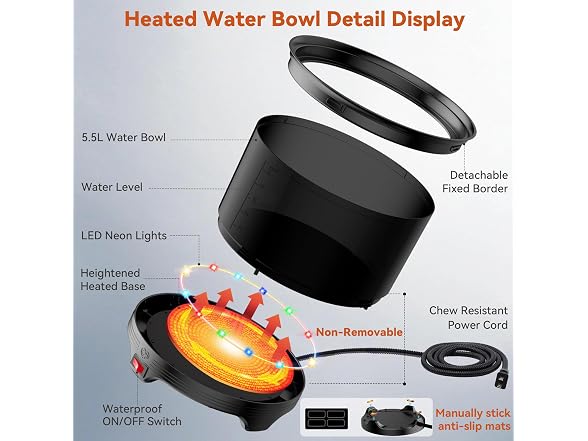 UPSKYPET 5.5L Heated Water Bowl