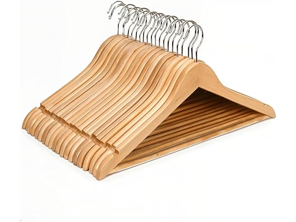 Suptinwear Premium Wooden Hangers 20 Pack