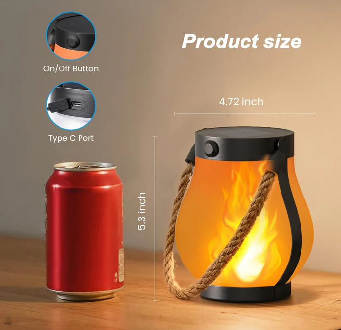 Solar Lanterns Outdoor w/ Ultra-Real Flame, 2 Pack - Gallery 13