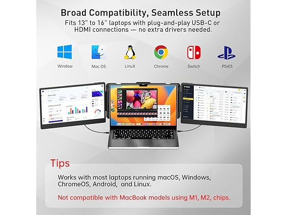 Laptop Screen Extender – 14" Portable Monitor for Laptop