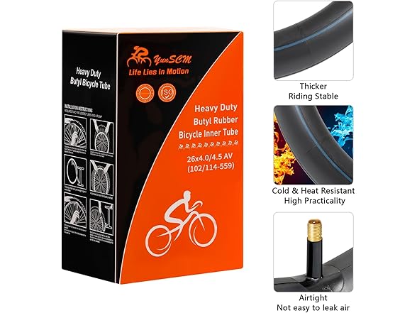 26x4.0 Fat Bike Tubes, 2-Pack, Schrader