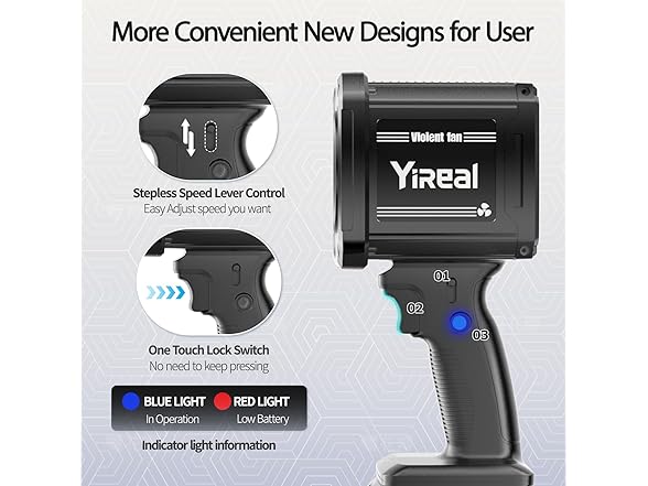 YIREAL Cordless Leaf Blower with Battery