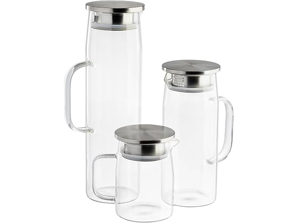TableCraft 12901 Glass Pitcher with Stainless Steel Dispensing Lid