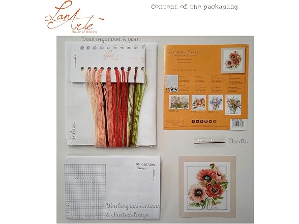 Lanarte Anemone Bouquet Cross Stitch Kit - Gallery 3