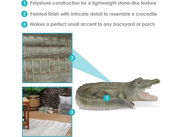 Sunnydaze Chloe The Crabby Crocodile Statue Patio