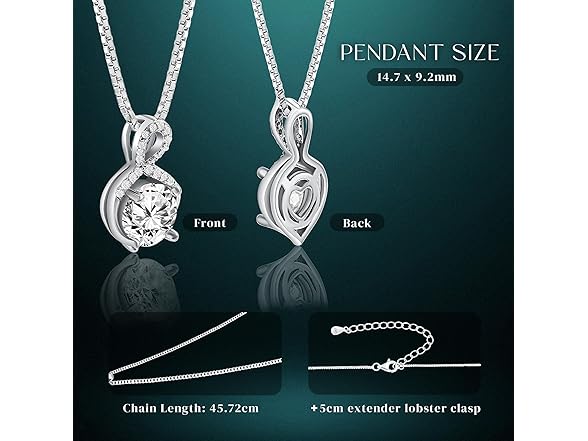 SUHAA 1CT Moissanite Necklace 925