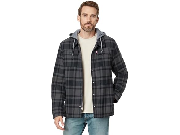 Levi's Men Sherpa Lined Hooded Shirt Jacket