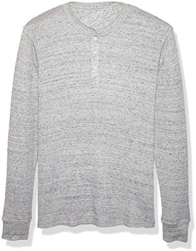 Amazon Essentials Henley Long Sleeve Shirts for Men, Regular-Fit Waffle, Light Grey Heather, Medium