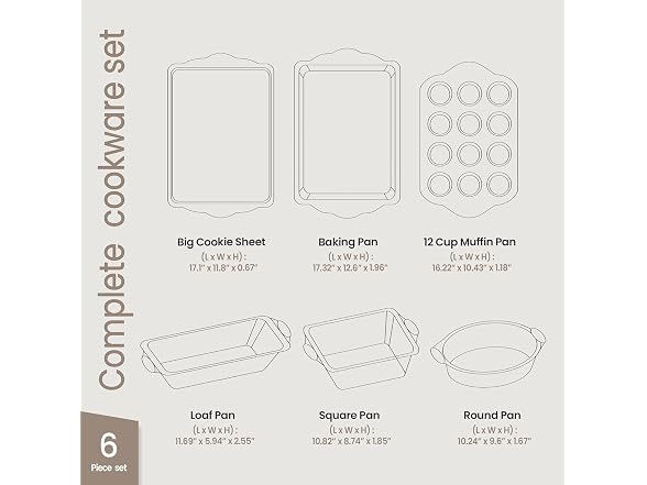 BAKKENMASTER 6-Piece Deluxe Nonstick Baking Pan Set
