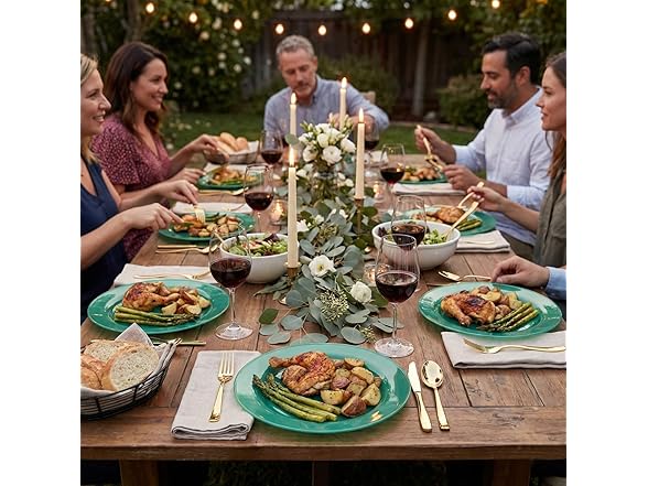 10 1/4" Premium Green Round Disposable Dinner Plates - 25 count