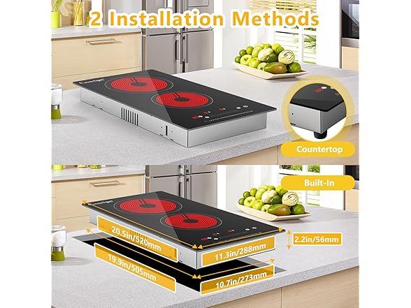 2 burner Electric Cooktop (Touch control)
