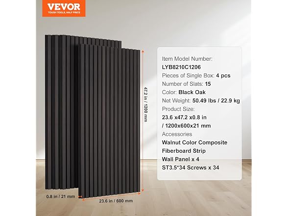 Wood Slat Acoustic Panels - 23.6" x 47.2"
