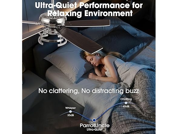 Parrot Uncle F6028CR 52 Inch Modern Chandelier Ceiling Fan