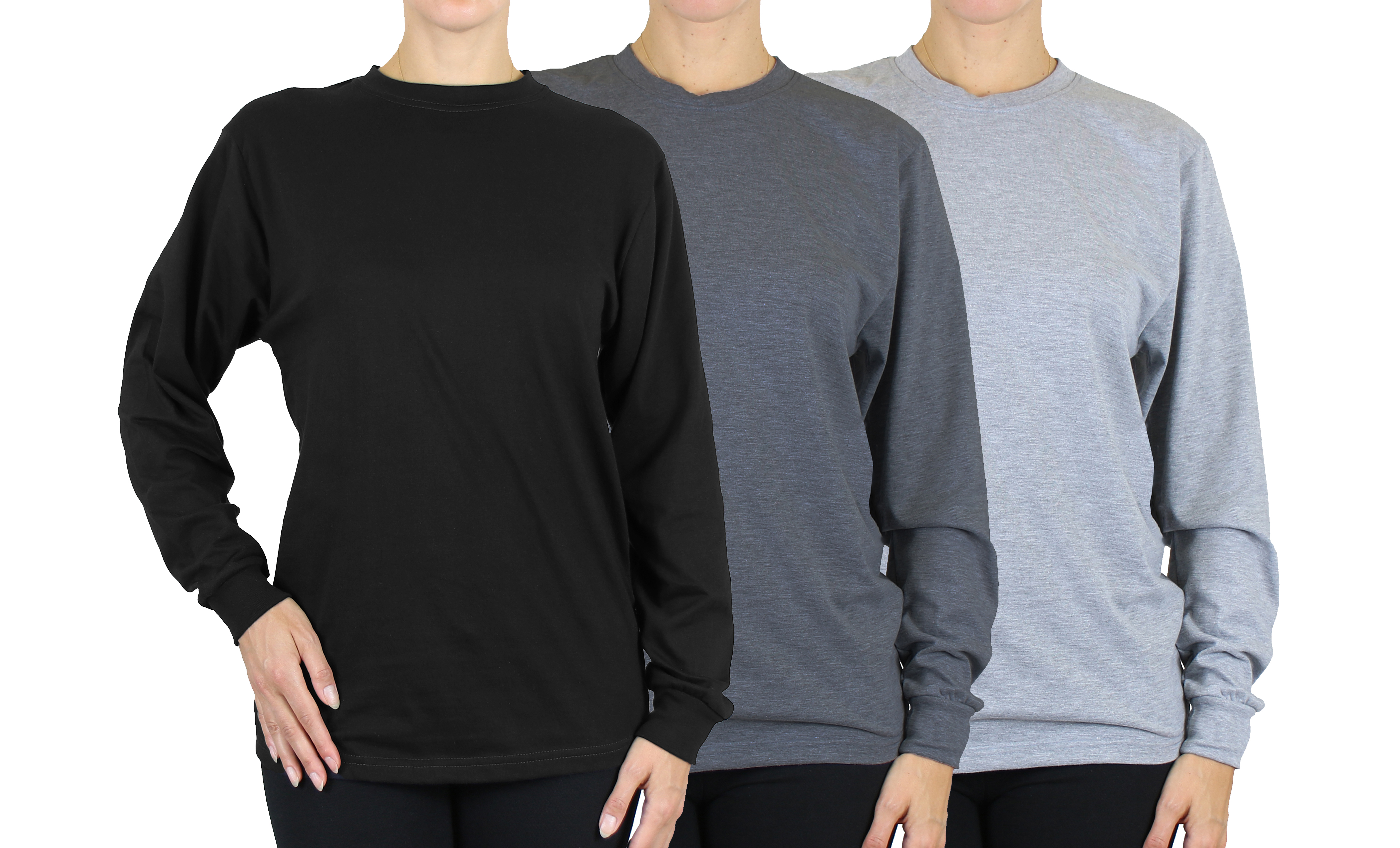(3 or 6Pk) Womens L/S Loose Fit Solid Shirt - Gallery 13