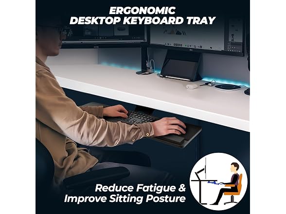 Keyboard Tray Under Desk,360° Adjustable