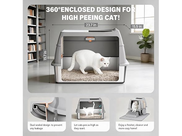 CatbruLop Stainless Steel Litter Box with Lid