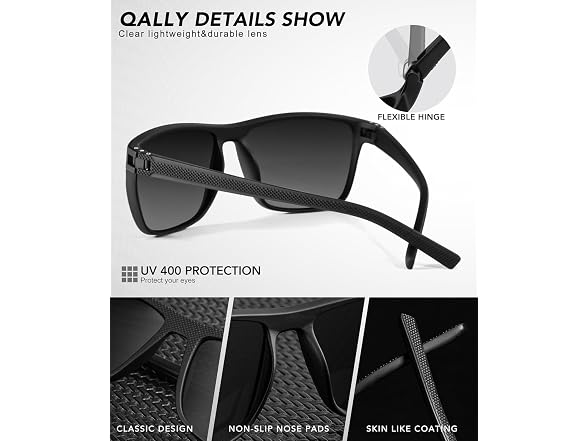 QALLY CON-116 Polarized Sunglasses for Men, UV