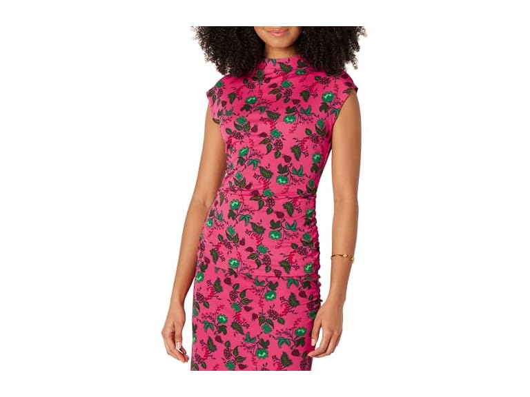 Hot Pink Leafy Floral Ditsy