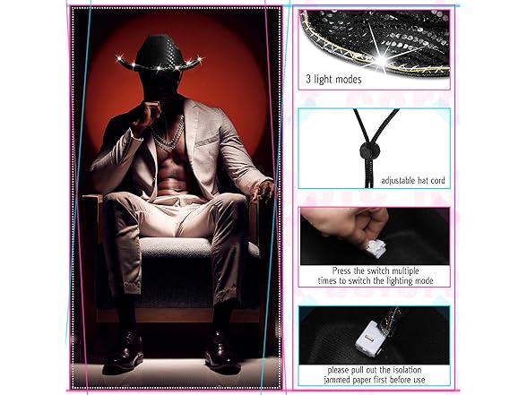 20 Pack Flashing Lights Cowboy Hat