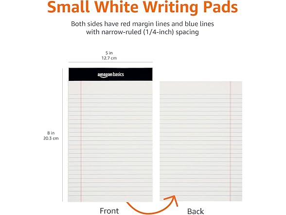 Amazon Basics Narrow Ruled 5 x 8-In Lined Note Pads 12 Pk