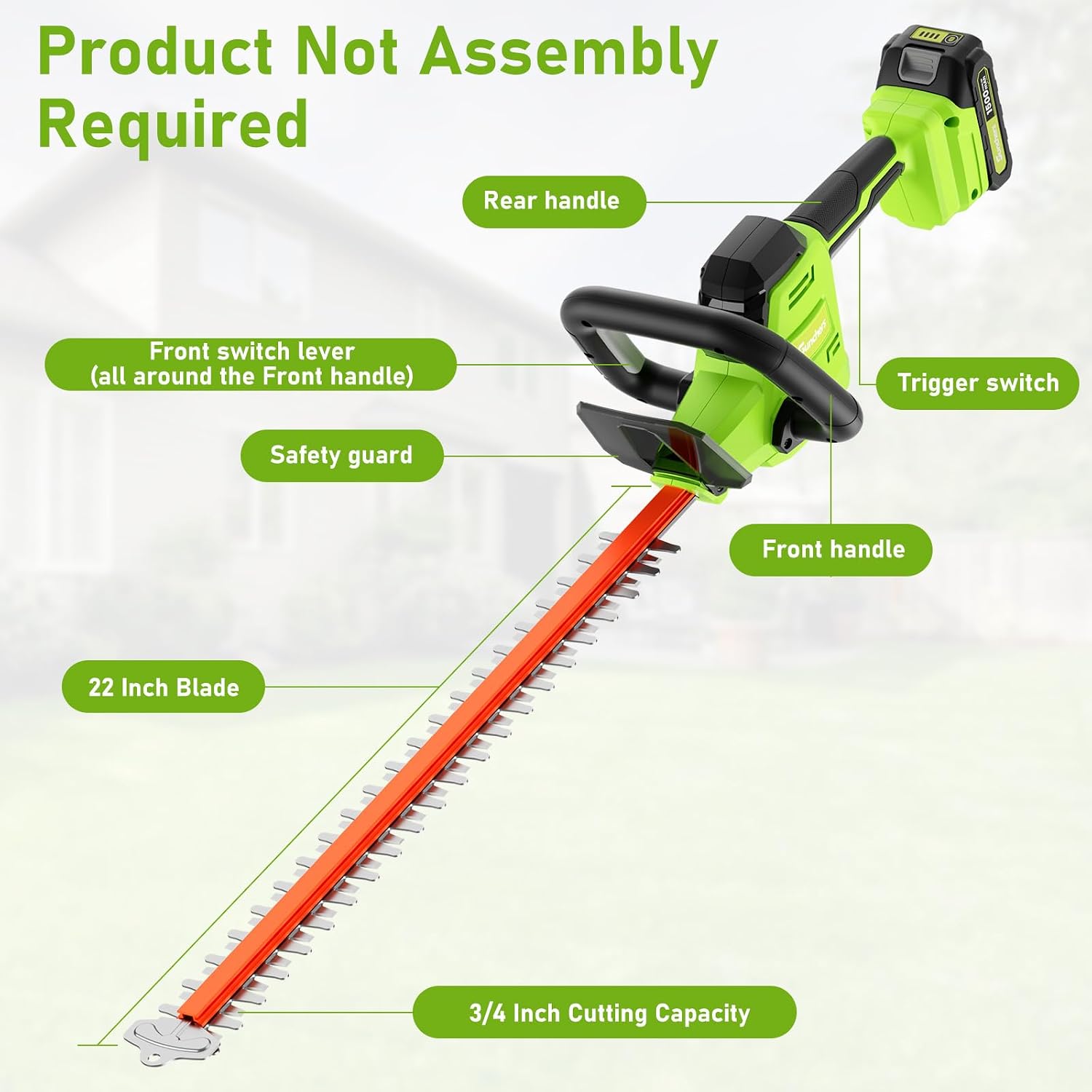 sunchers 22" Cordless Hedge Trimmer - Gallery 11