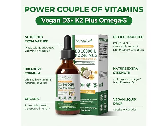 (2 Pack) Vitamin D3 K2 Liquid 10000 IU