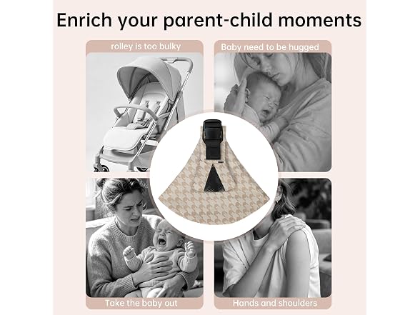 Jamyum Baby Sling Carrier Khaki Houndstooth