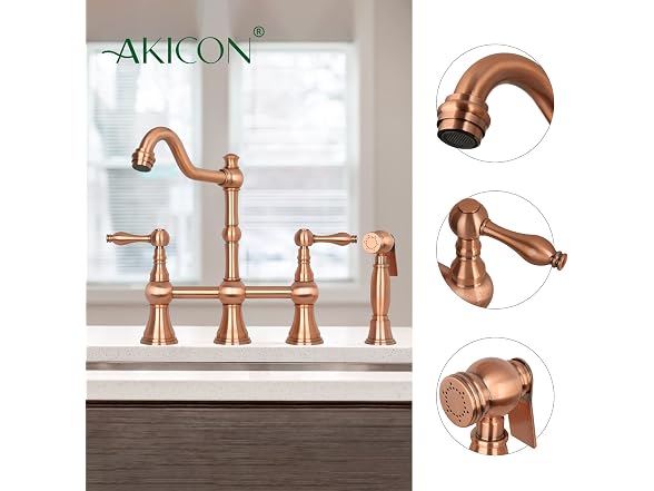 Akicon Copper 8-3/8 Inch High Arc Two-Handles Brid