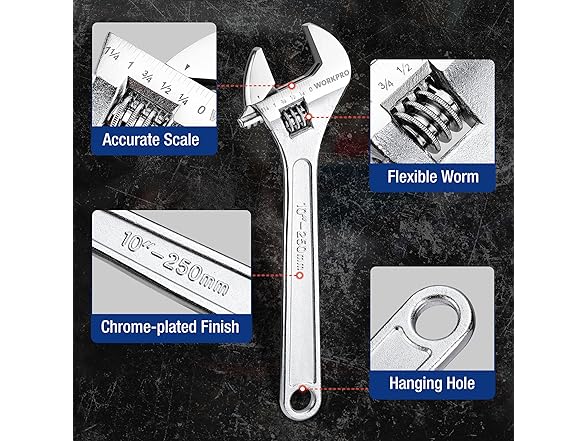 WORKPRO 3pc Chrome Wrench Set
