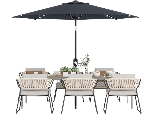 GarveeLife 10 ft Patio Umbrella with Solar Lights