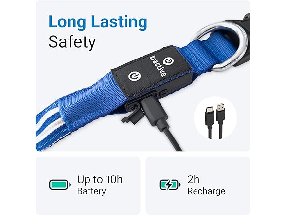 Tractive LED Light Up Dog Collar USB Rec