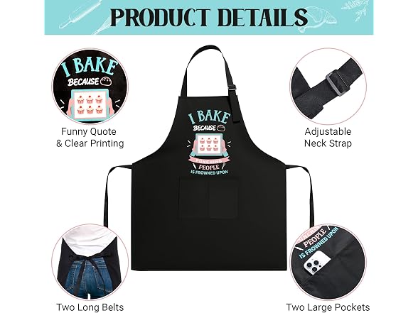Defresit 2pcs Funny Apron Set Multicolor