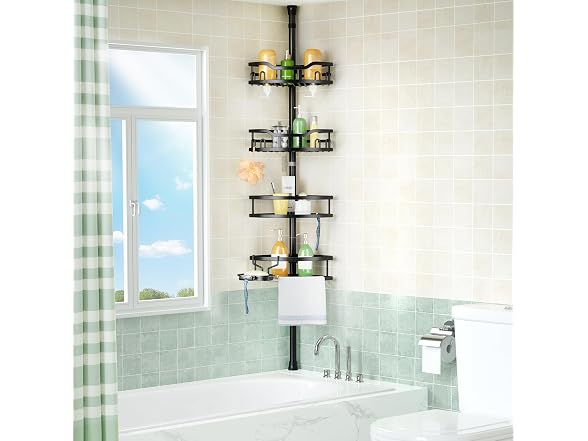 HAMITOR 4-Tier Corner Shower Caddy Pole