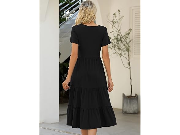 Lyrur Women (M) Summer Casual Short Sleeve Dress