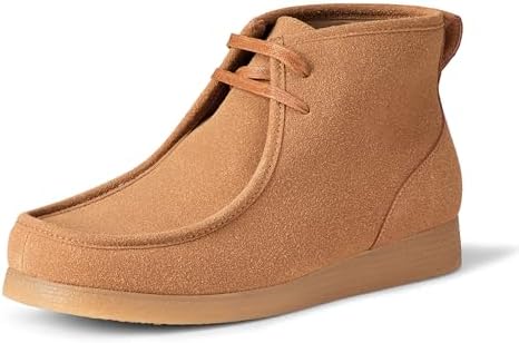 Amazon Essentials Men's Chukka Moc Toe Boots, Tan Faux Suede, 10